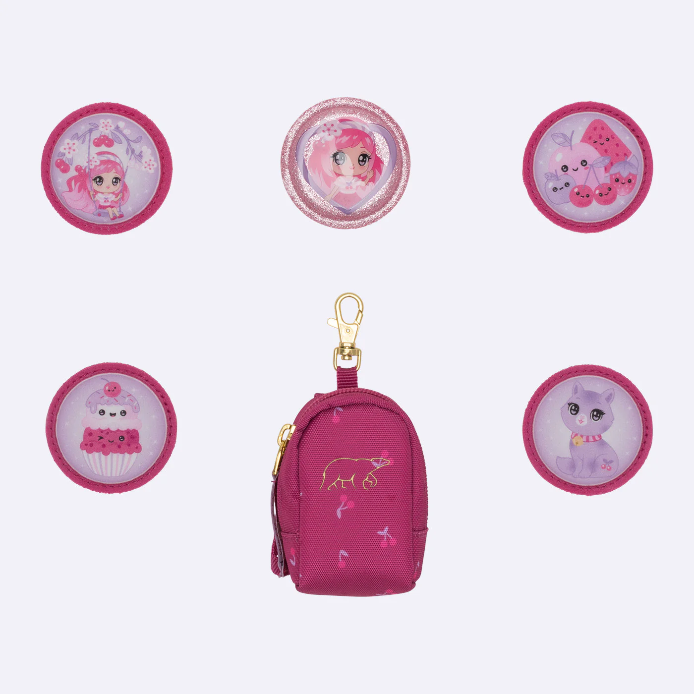 Mini-sekk med buttons, Cherry